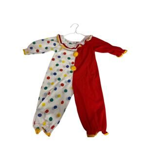 Vintage 70s 80s Clown Costume Pajamas Kids Size 8MO. Candlesticks Union Made